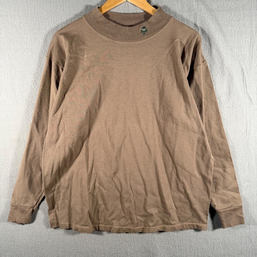 Vintage Mossy Oak Companion Mock Neck Long Sleeve Shirt Mens Large Brown USA